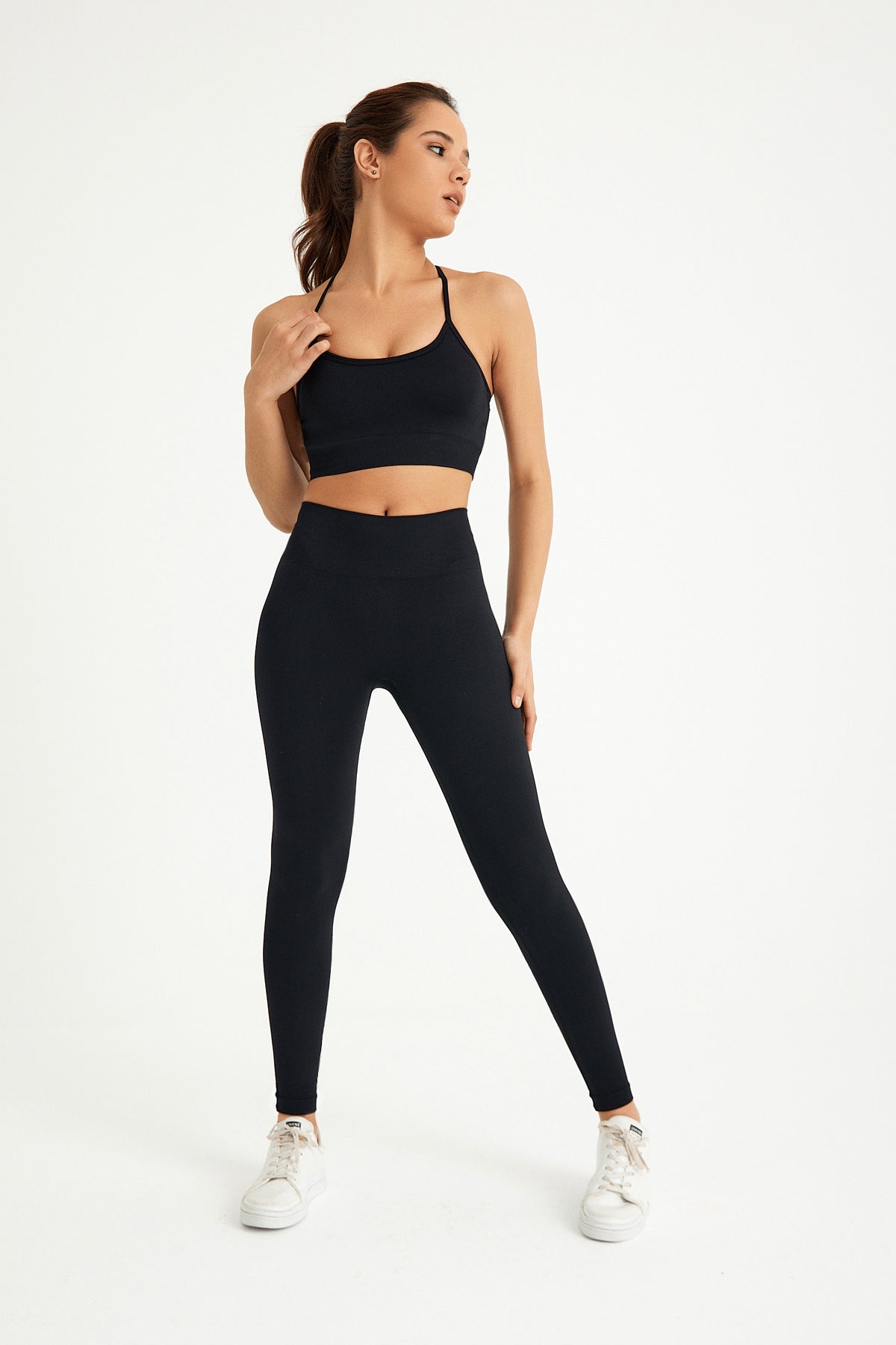 Seamless Sports Bra with Cross Back Detail