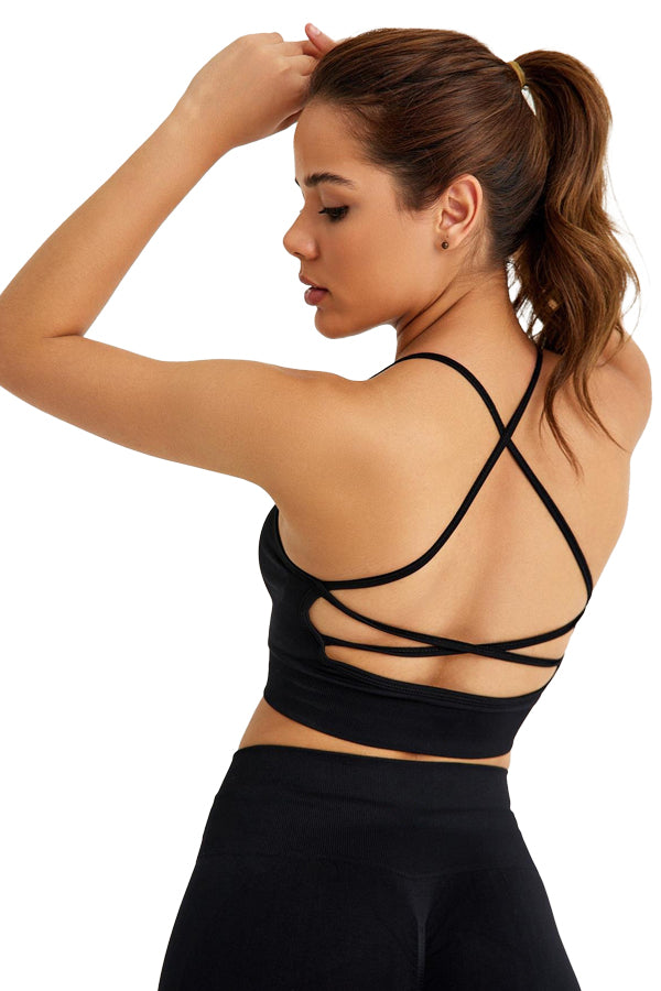 Seamless Sports Bra with Cross Back Detail