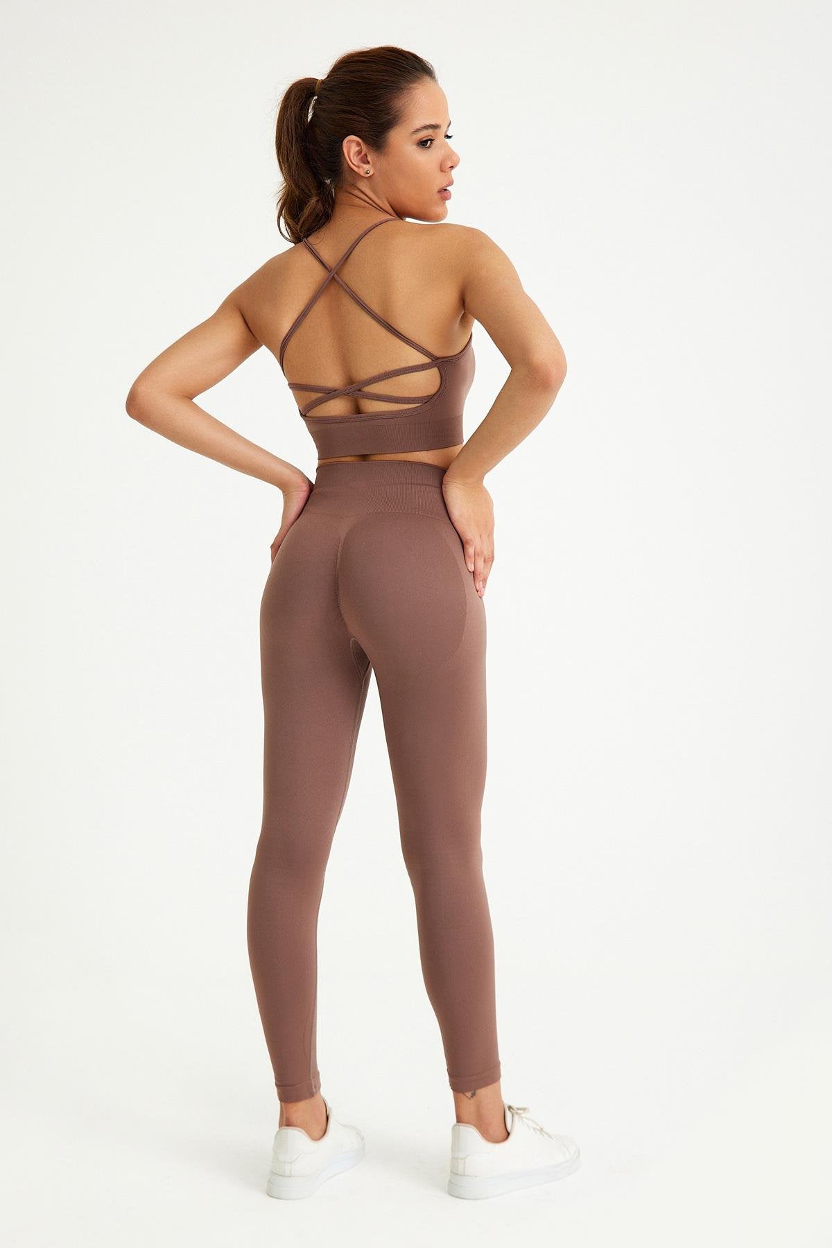 Seamless Sports Bra with Cross Back Detail