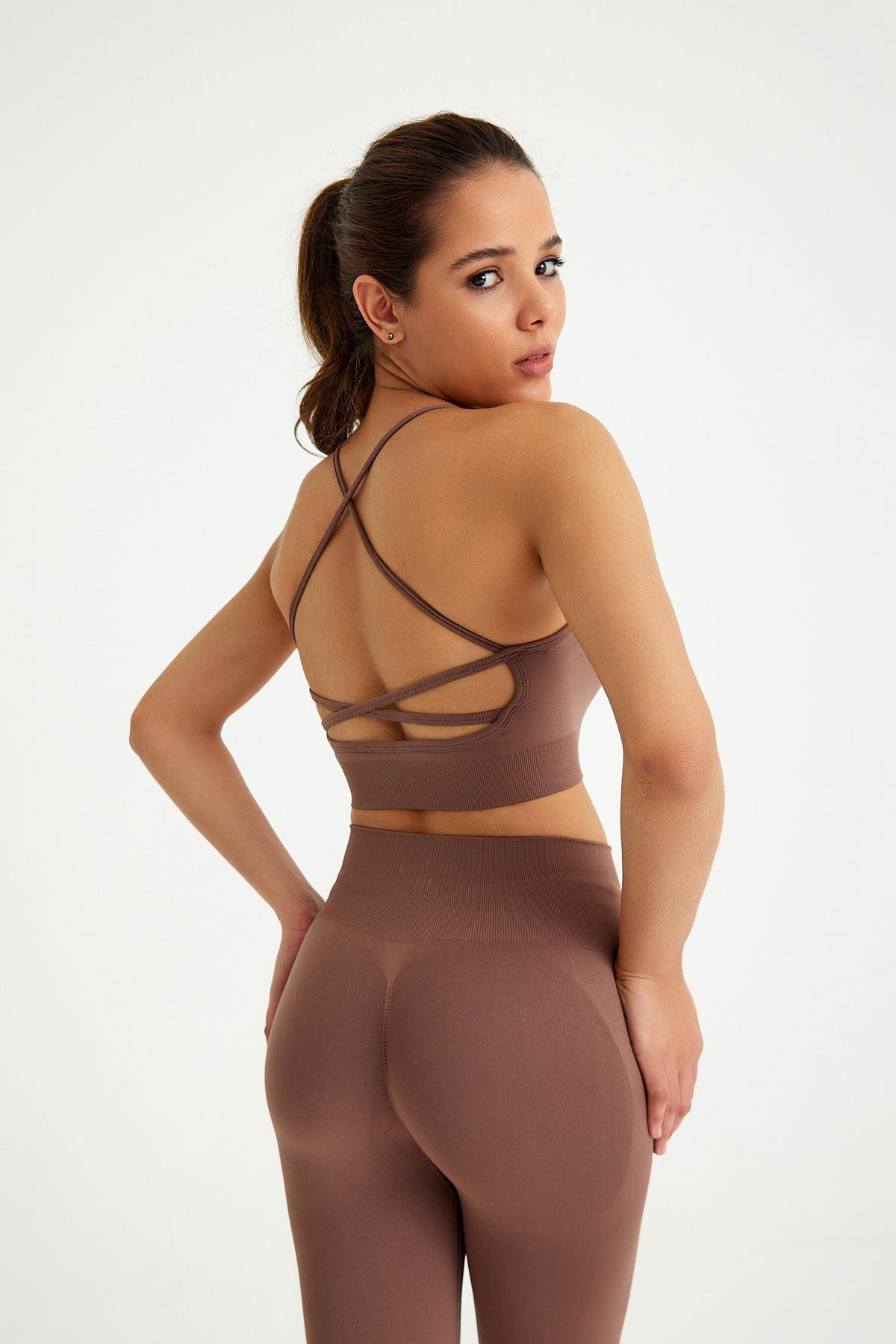 Seamless Sports Bra with Cross Back Detail