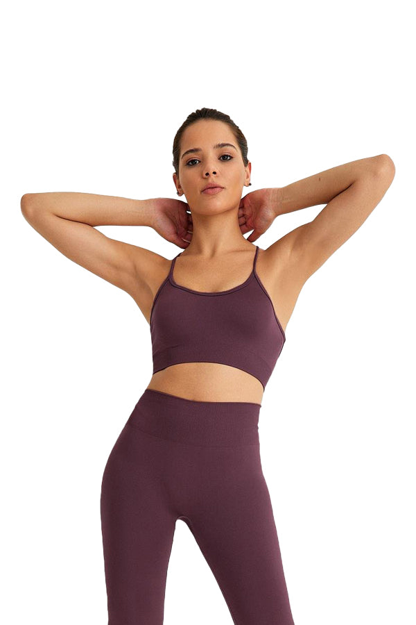Seamless Sports Bra with Cross Back Detail