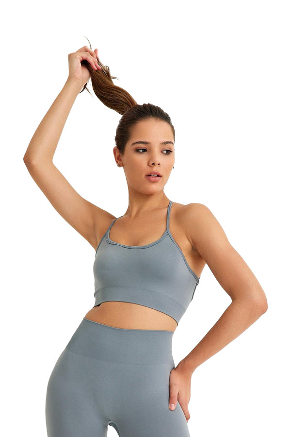 Seamless Sports Bra with Cross Back Detail