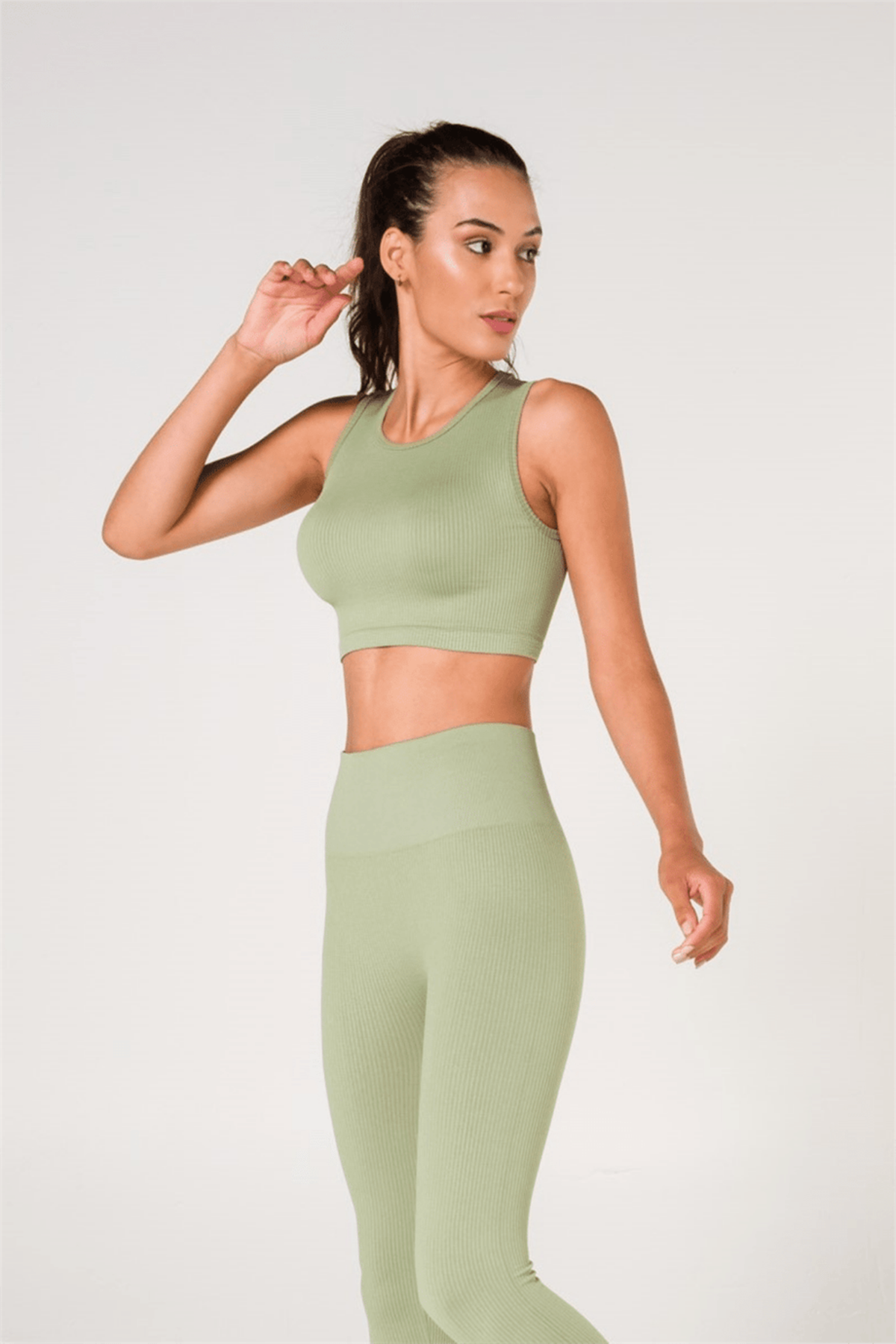 Ribbed Push Up Seamless Sports Bra