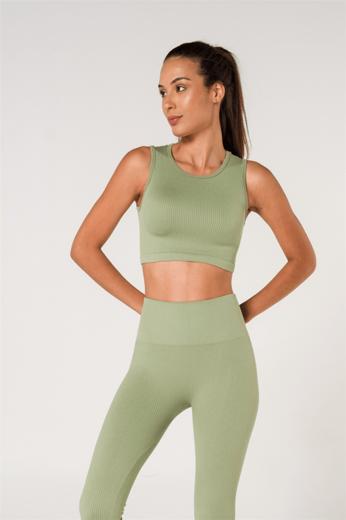 Ribbed Push Up Seamless Sports Bra