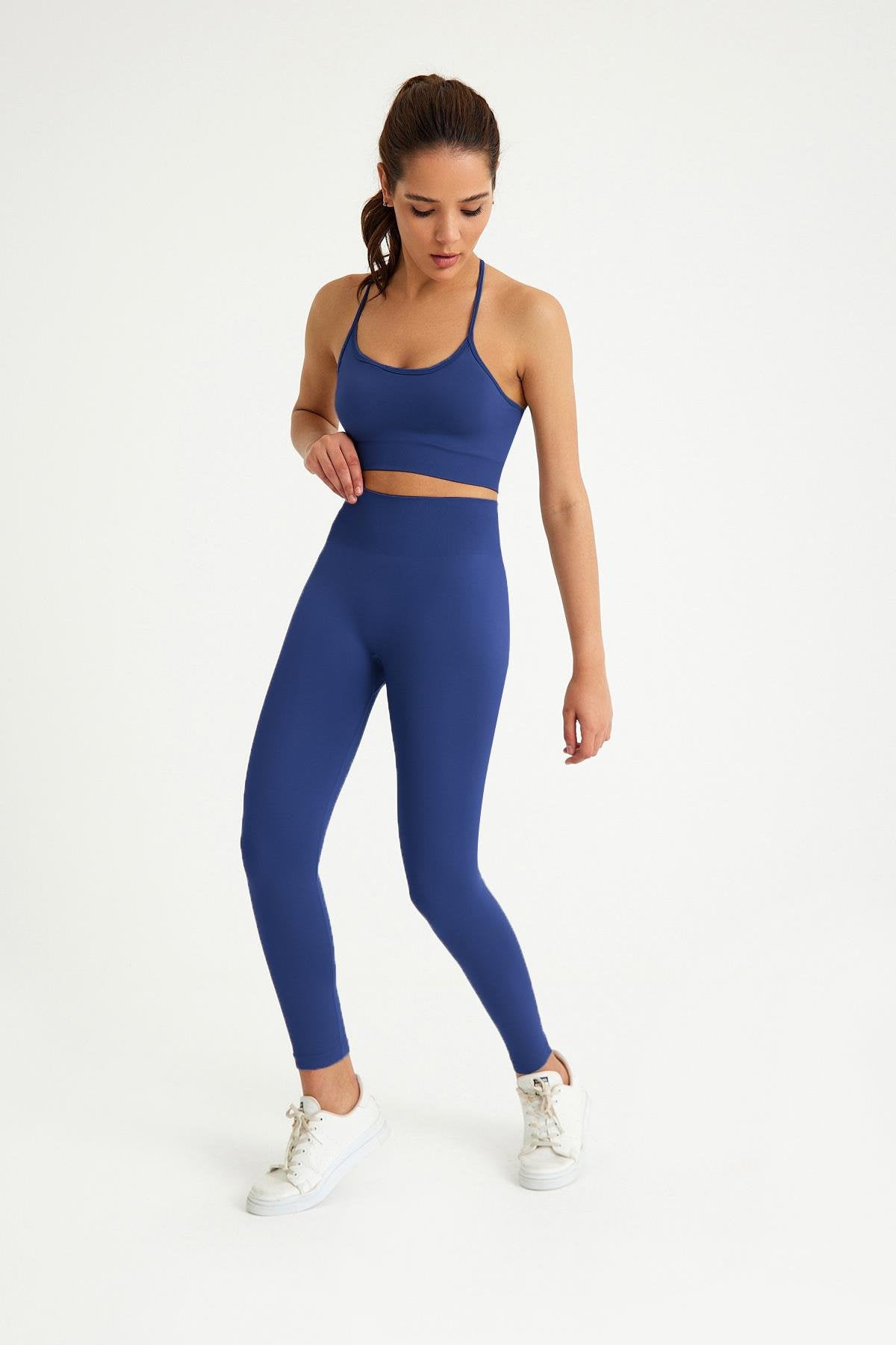 Seamless Sports Bra with Cross Back Detail