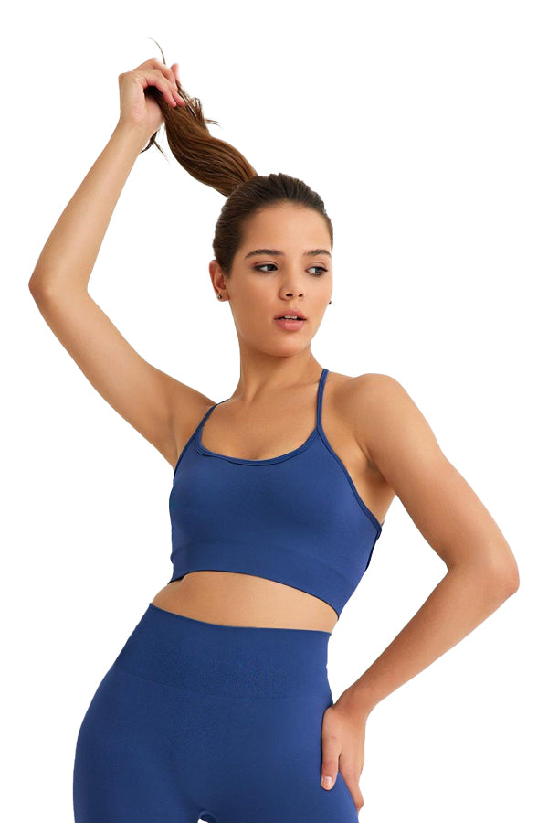 Seamless Sports Bra with Cross Back Detail