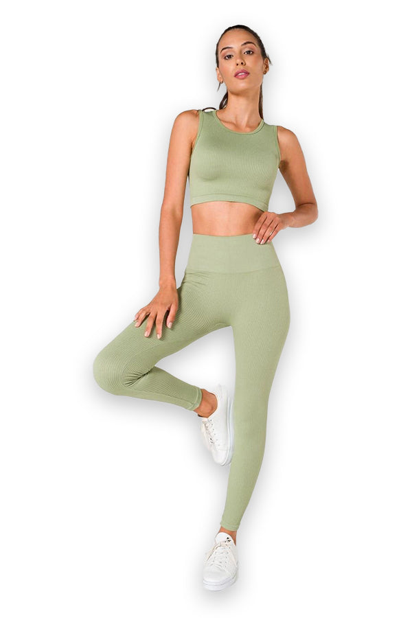 Ribbed Push Up Seamless Sports Leggings