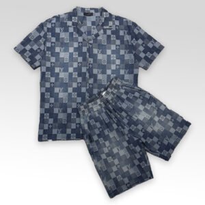 LV Denim Shirt&Shorts Set