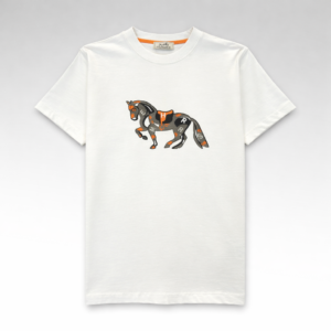 HERMES Flocked Horse Logo T-Shirt
