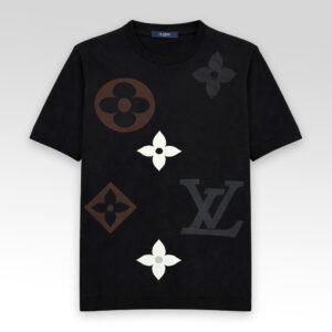 LV Monogram Short-Sleeved Cotton Crewneck Knit T-Shirt