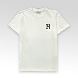 HERMES "H Logo" T-shirt With Leather Detail